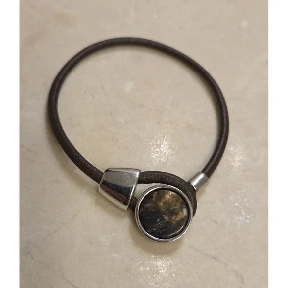 Vintage Ralph Lauren Leather Bracelet With Large Loop Clasp 7" - Picture 1 of 5